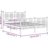 Metalni okvir kreveta uzglavlje i podnožje crni 137x190 cm | shoptok.hr