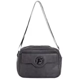 Fashion Hunters Dark gray women's eco-leather messenger bag