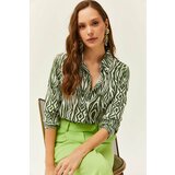 Olalook Women's Emerald Green Zebra Patterned Viscose Shirt Cene