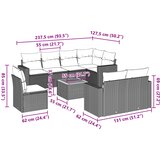  9-dijelni set vrtnih sofa od poliratana s jastucima sivi | shoptok.hr