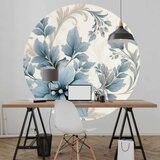  Okrugla fototapeta - Turquoise ornamental retro flowers 180x180 | shoptok.hr