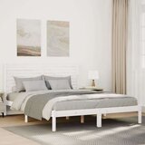vidaXL Daljši posteljni okvir brez vzmetnice bel 140x220 cm trden les Cene