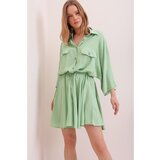 Trend Alaçatı Stili Women's Green Safari Woven Shirt Dress Cene