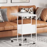  Bočni stolić s kotačima bijeli 55x36x63,5 cm konstruirano drvo | shoptok.hr