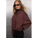 TRENDYOLMILLA ženska jakna model Twoaw26Mo00125, tamno braon-braon Cene