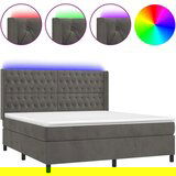  Box spring postelja z vzmetnico LED temno siva 160x200 cm žamet, (20788896) | Shoptok.si