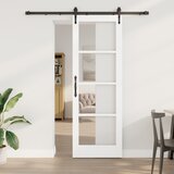 vidaXL Drsna vrata s kompletom strojne opreme Bela 73.5x211 cm Trda les bora, Notranja vrata z steklom 'ORKDAL'Bela 73.5x211x4 cm | Shoptok.si