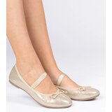 Gemre Golden women's ballet flats with an elastic bow Lerona | Shoptok.si