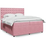  Krevet s oprugama i madracem ružičasti 200x200 cm baršunasti | shoptok.hr