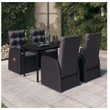  5-dijelni vrtni blagovaonski set s jastucima crni | shoptok.hr