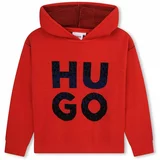 Hugo Otroški pulover rdeča barva, s kapuco