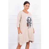 Kesi Dress with print and flared beige bottom Cijene