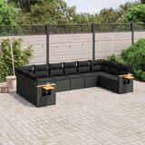  10-dijelni set vrtnih sofa s jastucima crni od poliratana | shoptok.hr