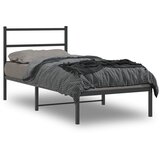vidaXL Kovinski posteljni okvir z vzglavjem črn 90x200 cm | Shoptok.si