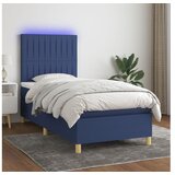  Box spring postelja z vzmetnico LED modra 90x200 cm blago | Shoptok.si