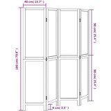  Sobna pregrada s 4 panela bijela od masivnog drva paulovnije 40 x 180 cm | shoptok.hr