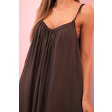 Kesi Włoski Dress made of viscose with straps brown | shoptok.hr