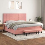  Box spring postelja z vzmetnico roza 200x200 cm žamet, (20896710) Cene