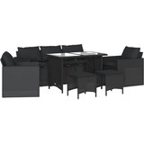 Maison Chic Seti vrtnega pohištva - Vrtna garnitura - Vrtni pohištvo set 6-delna z blazinami črna poli ratan, (21805175) | Shoptok.si
