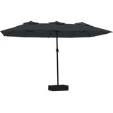 vidaXL Dvojni senčnik z LED diodami črn 449x245 cm | Shoptok.si