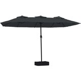 vidaXL Dvostruki suncobran s LED svjetlima crni 449 x 245 cm | shoptok.hr