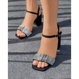 Resti Black women's sandals on a post with cubic zirconias Trieste - Footwear | shoptok.hr