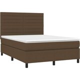 vidaXL Box spring postelja z vzmetnico temno rjav 140x190 cm | Shoptok.si