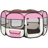  Sklopiva ogradica za pse s torbom za nošenje roza 125x125x61 cm | shoptok.hr