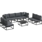  Vrtna sedežna garnitura z blazino 9 pcs Črna Aluminij - - črna - 84.4 - 70 x 70 x 32 cm - | Shoptok.si