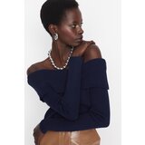 Trendyol Navy Blue Carmen Collar Crop Knitwear Sweater Cijene