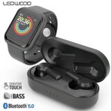 Komplet LEDWOOD URBAN, 2v1 - brezžične slu&#353;alke in pametna ura, Bluetooth 5.0, brezplačna aplikacija, pametne funkcije, Android + iOS, USB Type-C, črn | Shoptok.si