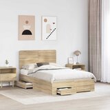  Krevetna konstrukcija s ladicama Sonoma hrast 120 x 200 cm Smeđa 203 x 123 x 100 cm | Shoptok.si