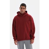 Dagi Claret Red Pocket Detailed Hooded Sweatshirt Cene