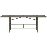  Vrtni stol sa staklenom pločom sivi 190x80x75 cm od poliratana | shoptok.hr