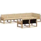 vidaXL Zunanja garnitura za sedenje z blazino 8 pcs Bela in bež, (5000281674) | Shoptok.si