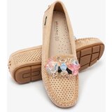 Resti Openwork light brown women's moccasins with decorative crystals Cizzas | ePonuda.com