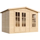 Timbela Lesena vrtna hiša - H232x332x222 cm/6 m² - Panelna konstrukcija, Vrtna pisarna s podi - M334FB, (21999113) | Shoptok.si