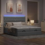vidaXL Otomanski posteljni okvir z vzmetnicami siv 160x200 cm blago Cene