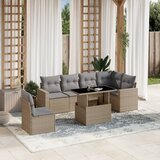Maison Chic Seti vrtnega pohištva - Vrtna garnitura - Vrtni pohištvo set 7-delna z blazinami bež poli ratan, (21805031) | Shoptok.si