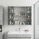  Kupaonski ormar s ogledalom Betonski sivi 80 x 14.5 x 70 cm | shoptok.hr