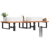  Zidna polica za umivaonik od čelika i masivne bukovine Smeđa 150 x 55 x 2.5 cm | shoptok.hr