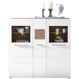 Hom`in VISOKA KOMODA, bela, barve hrasta | Shoptok.si