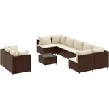  10-dijelni set vrtnih sofa od poliratana s jastucima smeđi | shoptok.hr