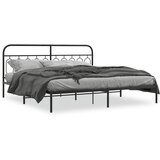  The Living Store Kovinski posteljni okvir z vzglavjem črn 200x200 cm - Posteljni Okvir, (21497418) | Shoptok.si