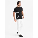 Ombre Men's cotton jersey T-shirt with large side lettering - black | ePonuda.com