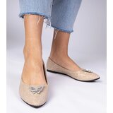 Gemre Champagne women's glitter ballet flats with butterfly Denny | shoptok.hr