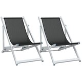  Sklopive stolice za plažu 2 kom crne od aluminija i tekstilena | Eponuda.com