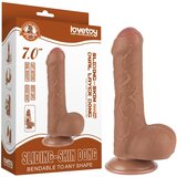 Lovetoy Drseča Kožica - dvoslojni dildo z moda - 18,3 cm (naravna barva) Cene