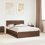  Krevetna konstrukcija s ladicama Smeđi hrast 150 x 200 cm | shoptok.hr