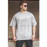 Madmext Men's Gray Oversized Printed T-Shirt 5250 Cene
